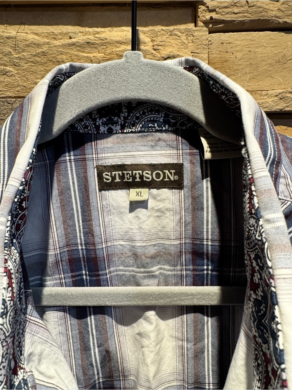Stetson Men's PLAID SHORT SLEEVE SHIRT Size XL - Picture 4 of 6